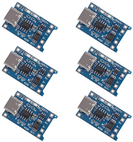 Greluma 6 Pz Tipo-C USB-C 5V 1A 18650 Modulo Caricabatterie Al Litio Scheda di Ricarica con Doppia Funzione di Protezione