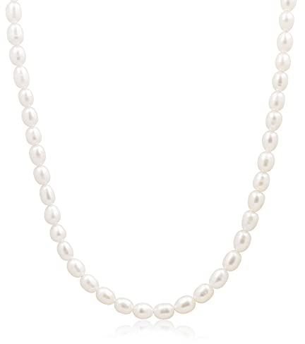 COAI Collier Perle d’Eau Douce Naturelle Chaîne Ajustable Acier Inoxydable