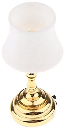 zalati Schreibtischlampe Tischleuchte Miniaturen batteriebetrieben W/Lampenschirm 1:12 für Puppenhaus Dekor