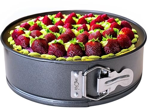 RHOLET Cake Tin 7 Inch for Baking, 18cm Springform Baking Tin for Cheesecake, Non-Stick Deep Round Cake Pans, Bakeware, Unique Rhombus Design-Oven Safe, Home and Kitchen