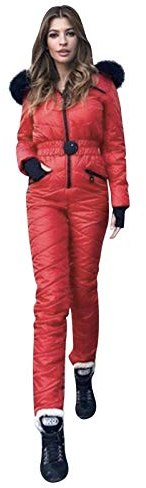IQYU Schneeanzug Winter Warme, Skianzug Damen Einteiliger-Schneeoverall Schnee-Skifahren SäTze Outdoor Langer Overall Mit Kapuze-Snowboard Skisuit-SkianzüGe Wasserdicht Schneeanzug SkiSuit