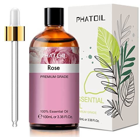 PHATOIL Huile Essentielle Rose 100 ml, Huiles Essentielles pour Diffuseur Pures Naturelles, Huile de Rose pour Aromathérapie