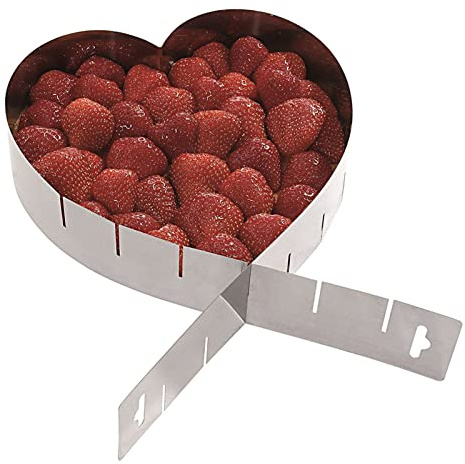 FIYSON Moule GâTeau Forme C?Ur Machine Cercle PâTisserie Perforé C?Ur Taille Ajustable Moules PâTisserie Moule DéCoupoir C?Ur Acier Inoxydable GâTeau Coeur RéGlable Cercle à PâTisserie