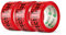 V1 TRADE Rotes Klebeband Vorsicht Glas 50mm x 66m (3 Stücke) - Paketklebeband - Vorsicht Glas Paketband - Rot Packband für Zerbrechtliches Paket - Packing Tape Weithin Sichtbar - Packetband