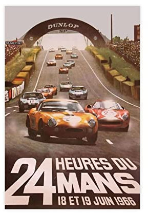 RIPEX 24 Ore Le Mans 1966 Leinwand-Poster, Wandkunst, Dekoration, Bild für Wohnzimmer, Schlafzimmer, Dekoration, Rahmen-Stil, 30 x 45 cm