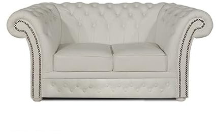 Chesterfield Bank Winfield Basic Luxus Leder | 2-Sitzer | 2 bis 4 Wochen Lieferzeit (Weiß)