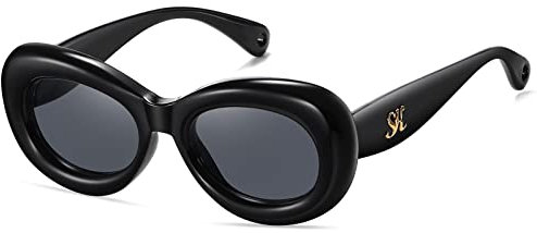 SHEEN KELLY Lustige Oval Sonnenbrille für Frauen Männer Mode Cool Niedliche Dicken Rahmen Party Y2K Brillen UV400-1