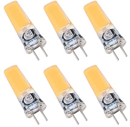 Akozon 6 Pcs GY6.35 LED Bulbs 5W COB Light Bulb 500lm Silicone Ceiling Lamp Bulb DC 12-24V 360° Beam Angle for Living Room (Warm White)