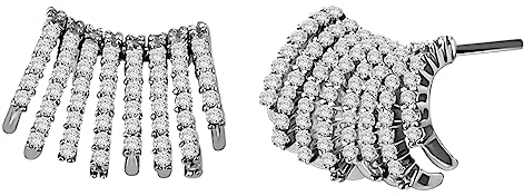 Emibele Ohrringe Damen, Geometrische Ohrringe, Trendige Damenohrringe mit Zirkonia & 925 Sterling Silber Nadel, 14 Karat Vergoldeter Schmuck, Schmuck Damen für Party, Silber