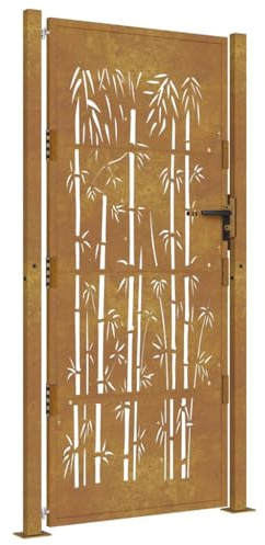 vidaXL Gartentor 100x200 cm Cortenstahl Bambus-Design