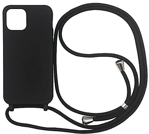 Ququcheng Cover Compatible con iPhone 15 Pro(6.1),Cellulare Girocollo Custodia con Cordino TPU corda Silicone Case Bumper per iPhone 15 Pro(6.1) Custodia-Nero