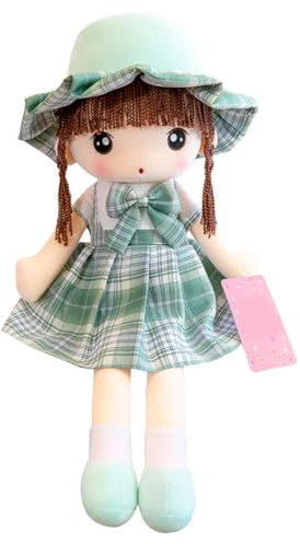 45CM Kuschelpuppe Weiche Stoffpuppe mit Kleidung und Haar für Kinder Mädchen von 0-5 Jahren, Baby Mädchen Geschenke Baby Puppe Doll Taufgeschenk Plüschtier Handmade Textilpuppen Gefüllte Puppen