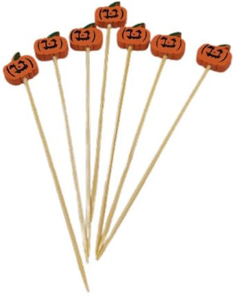 100 Stück Fledermausspinnen Kürbis Zahnstocher Holz Vorspeise Spieße Sticks Lebensmittel Pick für Halloween Urlaub Party Essen Obst Kürbis Fledermaus Spinnen Obst Kürbis Fledermaus Spinnen Obst Sticks