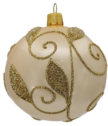 6er Set Weihnachtskugeln (Ø 8cm) mundgeblasen und handdekoriert Christbaumschmuck