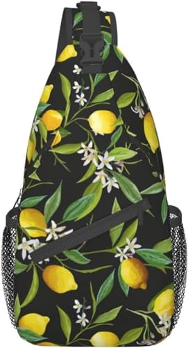 Lemon Fruit Unisex Sling-Rucksack, Umhängetasche, Schultertaschen für Männer und Frauen, kleine Tagesrucksäcke, Brusttasche mit verstellbarem Riemen, Wandern, Reisen, Sport, Läufer, Fitnessstudio,