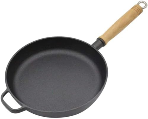 Sartén de hierro fundido grueso sin revestimiento antiadherente inferior disipador de calor, para cocina de inducción, estufa de gas y estufa eléctrica de cerámica, etc. Con tapa, sartén