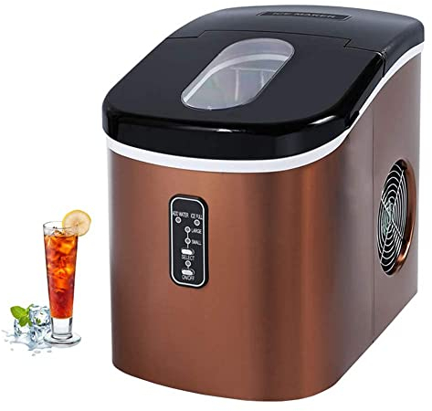 Ice Machine Maker,Countertop Ice Cube Maker with 2.2L Tank Machine 16kg Ice in 24 Hrs Ice Cubes Ready in 6-13Mins Smart Touch Control (Red) (Copper Color) (Copper Color)