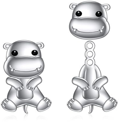 Hippo Ohrstecker für Frauen Sterling Silber Niedliche Tier Hippo Leverback Ohrringe Schmuck Geschenk für Mädchen (Nilpferd)