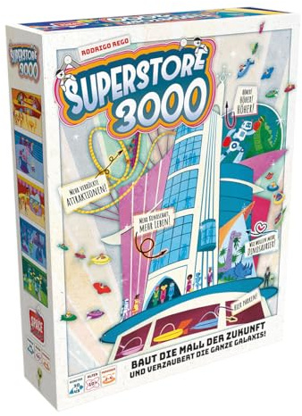 Asmodee, Superstore 3000, Strategisches Familienspiel, Deutsch | Taktisches Plättchenlegespiel mit futuristischem Einkaufszentrum für 2-4 Spieler, 30-45 Minuten, Brettspiel ab 10 Jahren