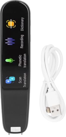 FTVOGUE Multifunktionaler Tragbarer Übersetzungsstift für Mehrere Sprachen, Digitaler Übersetzer, Wörterbuchstift für Bilderbücher, Lehrbücher und Zeitungen (BLACK)