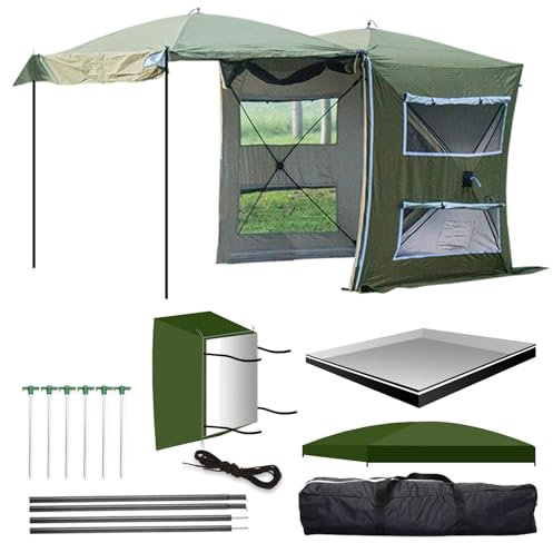MIAOMI Freistehend Eingenähter Zelt, 3-4 Personen, SUV Heckzelt Sonnenschutz, Auto Heckzelt für Camping Wasserdicht, für Selbstfahrende/Lange Reisen, Camping Vorzelt(Verde,Medium)