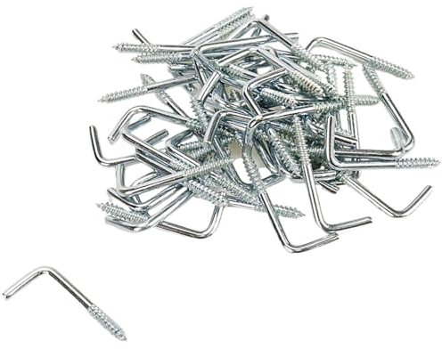 Ormromra 50 Stück L Rechtwinklige Schrauben, Schraubhaken gerade mit Schlitz, Verzinkte 90 Grad gebogene Ecke Holzschraube, Wandhaken für Bilder Möbel Schränken Wandregalen Wandhaken