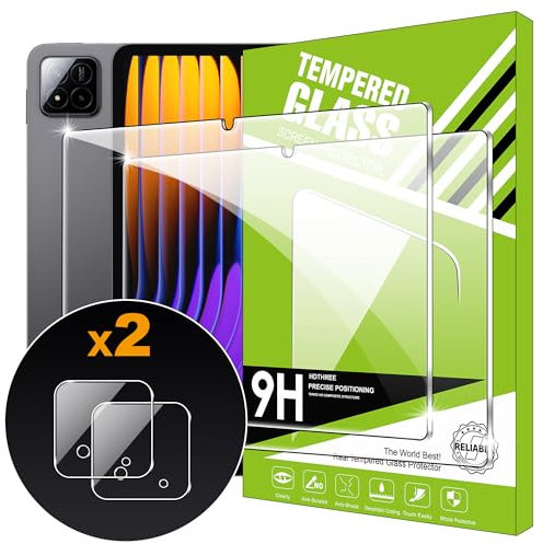 Lemxiee Cristal Templado para Xiaomi Pad 7 & Xiaomi Pad 7 Pro (2025) 11.2 Protector pantalla [2+2 pieza] Vidrio templado Protector de Lente cámara y HD vidrio templado Protector pantalla