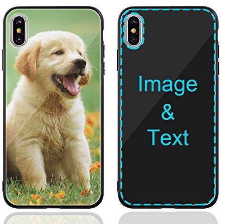 MXCUSTOM Personalised Phone Case for Apple iPhone X/XS, Customised Anti-Scratch Tempered Glass Shockproof Soft TPU Cases with Photo Image Text Picture Design Your Own Phone Cover (GHS-BK-P1A)