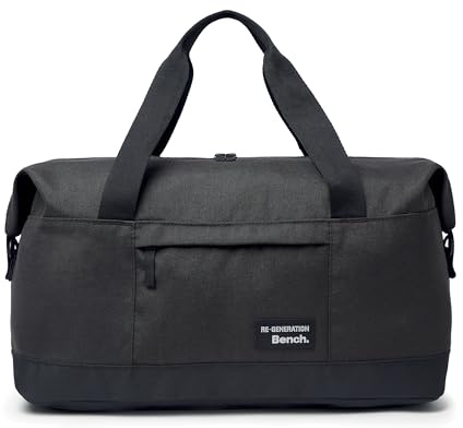 Re-Generation Bench Unisex-Reisetasche – umweltfreundliche Reisetasche mit verstellbarem Riemen – geräumige schwarze Reisetasche für Damen und Herren – 64 x 35,5 cm