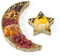 2pcs Plateau du Ramadan, Plateau de Service du en Forme de Lune et d'Étoile Plateau Alimentaire en Fer pour l'Aïd Moubarak Assiettes de Service pour Décoration de Table Musulmane Islamique