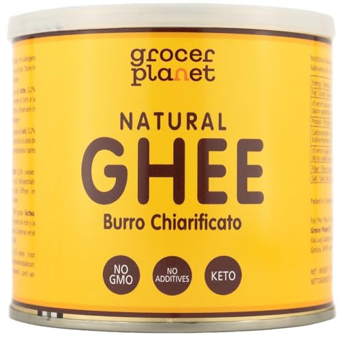 Grocer Planet - Burro Ghee Naturale (500g) | Burro Chiarificato | Ayurvedico | Ideale per Keto e Paleo | Perfetto per cuocere e arrostire