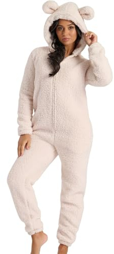Loungeable Damen Jumpsuit Overall Tiere Gesichter Öhrchen 3D Kapuze