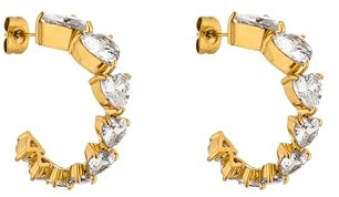 Purelei® Evermore Creolen – Elegante Ohrhänger mit herzförmigen Zirkonia-Steinen | Edelstahl 18K vergoldet, Silber, Roségold (Gold)