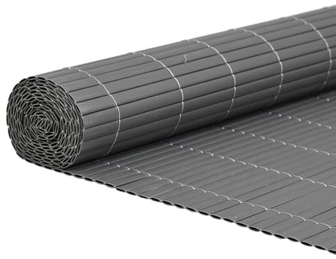 vidaXL Gartenzaun Doppelseitig Grau 1,8x3 m PVC, Sichtschutzmatte, Sichtschutz, Zaun, Sichtschutzzaun, Windschutz, Windschutzmatte, Sonnenschutzmatte