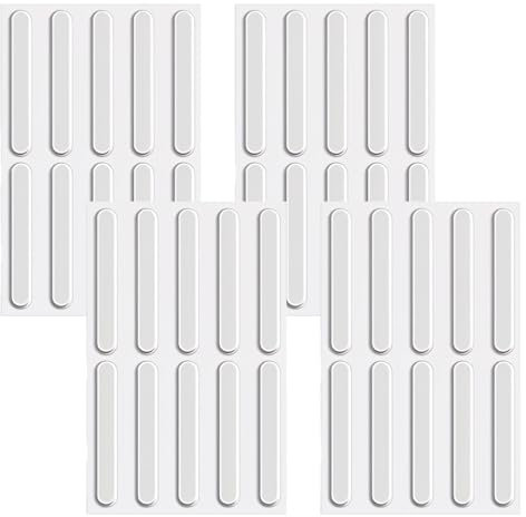 Bewudy 40Pcs Cabinet Door Bumper, Clear Furniture bumper Wall Bumpers Stopper Door Handle Anti Collision Strip Adhesive Silicone Protector Strips(2.48inch x 0.39inch x 0.08inch)