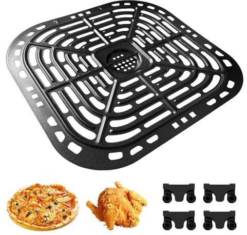 Air Fryer Grill Pan for Trays Air Fryer Basket Replacement for Vortex Plus 6QT, Airfryer Rack with 4 Rubber Bumpers Air Fryer Grill Plate, Dishwasher Safe (9.1x9.5inch)