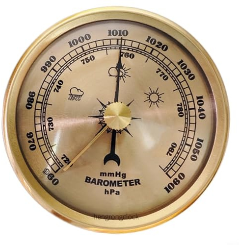 Wetterstation analog aus Edelstahl mit Barometer, emperatur- und Feuchtigkeitsmonitor für drinnen und draußen, Thermometer und Hygrometer für innen und außen(Gold)