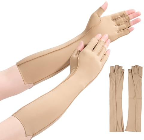 1 Paar Kompression Arthrose Handschuhe Für Männer Und Frauen, Lange Fingerlose Handschuhe, Bequeme Kompressionshandschuhe, Rheuma Handschuhe Für Arthritis, Schmerzlinderung Und Wärme (Hautfarben)