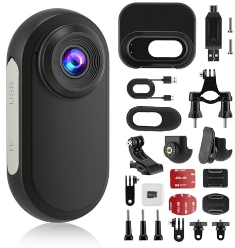 Strixorn Body Cam Körperkamera als Body Camera Mini Action Camera mit 128 GB Speicher und Powerbank Ladecase 1080P – Inklusive Magnetischem Clip, Ideal als Helmkamera für Helm, Fahrrad, Skifahren