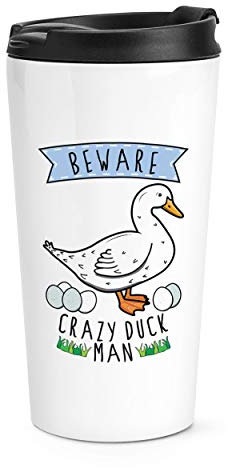 Beware Crazy Duck Man Travel Mug Cup