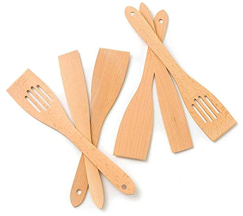 6-tlg Pfannenwender Set Holz Buche (6x Pfannenwender 30cm Länge)