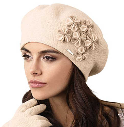 Kamea Gorycja Dame Baskenmütze Kopfbedeckung Eleganz, Beige,Uni