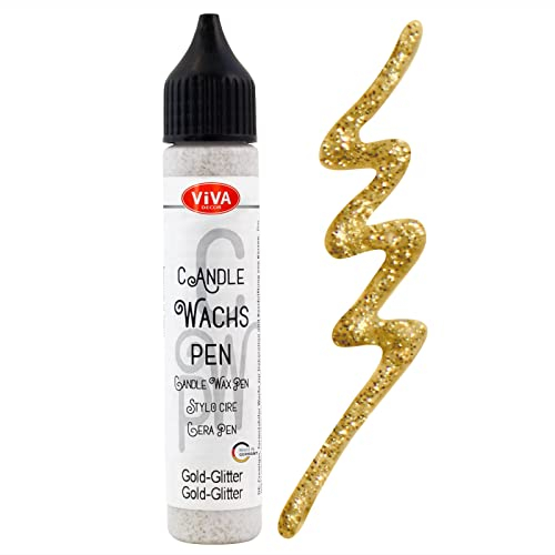Viva Decor Wachs Pen 28ml (Gold-Glitter) Premium Candle Liner & Wax-Pen - Ideal für individuelle Kerzengestaltung - Hochwertiger Wachs-Stift zum Anmalen, Verzieren & Personalisieren