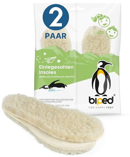 biped 2 Paar Kinder Lammwollsohlen - Extra dicke Wintersohlen - Wärmende Einlegesohlen für alle Kinderschuhe und Stiefel z1021(34-35)