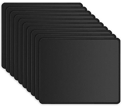 ITNRSIIET [10 Pack Mouse Pad with Stitched Edge, Premium-Textured Square Mouse Mat,Washable Mousepads with Lycra Cloth, Non-Slip Rubber Base Mousepad for Laptop, Computer, PC, 260x210x3mm Black