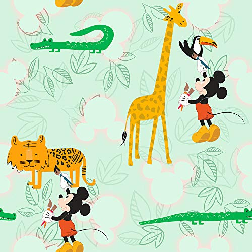 Disney Vlies Tapete von Komar - Mickey Doodle Zoo - 1 Rolle - Größe: 10,05 x 0,53 m - Kinderzimmer, Micky, Mouse,