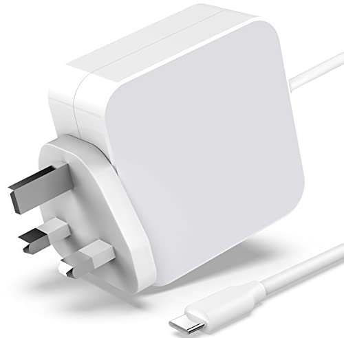 For MacBook Charger, Compatible with MacBook Pro 13 inch 2021 2020 2019 2018 Mac Book Air 16 15 14 13 12 Inch, 61W USB C Power Adapter, Mac Charging Cable and UK Plug