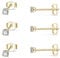 Gulicx 3 Pairs 2mmSilver 14K Gold Stud Earrings Set for Women Girls, Hypoallergenic 925 Stering Silver Round Cubic Zirconia Simulated Diamond Stud Earrings, Small Sleeper Cartilage Studs