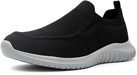 TIOSEBON Zapatillas Deportivas Slip-on para Hombre Casuales de Tenis Ligeras para Correr y Caminar Talla 47 UE con Suela Negra/Gris