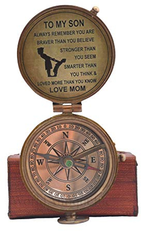 Engraved Kompass aus Messing, Geschenk für Meinen Sohn, für unseren Sohn, nautisches Geschenk für den Sohn vom Vater, Geschenk für den Sohn von Mutter